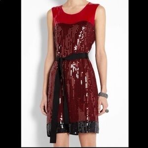 DKNY lightweight sequin cocktail belted sheaf dres